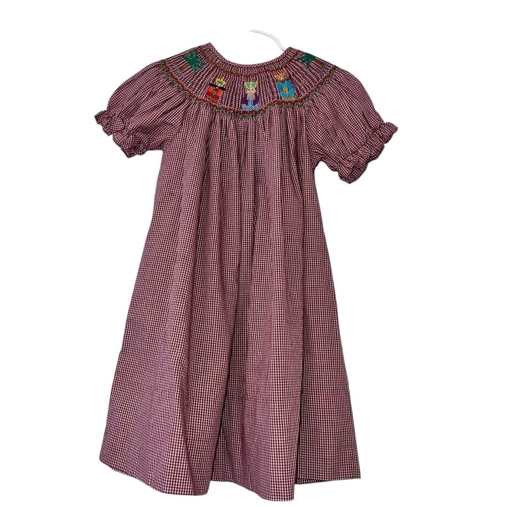 Rosalina collections Three Wise Men Magi Christmas Red Gingham Smocked Dress 2T